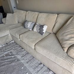 Beige Corduroy Sectional