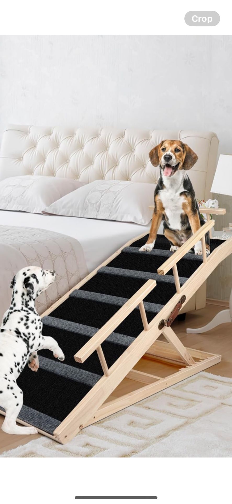 Dog Ramp for Bed, 46.5" Pet Ramps, 6 Adjustable from 12.3"-28" Portable Folding Dog Steps, Dog Stairs for High Beds Car Couch for Old Large Medi Small
