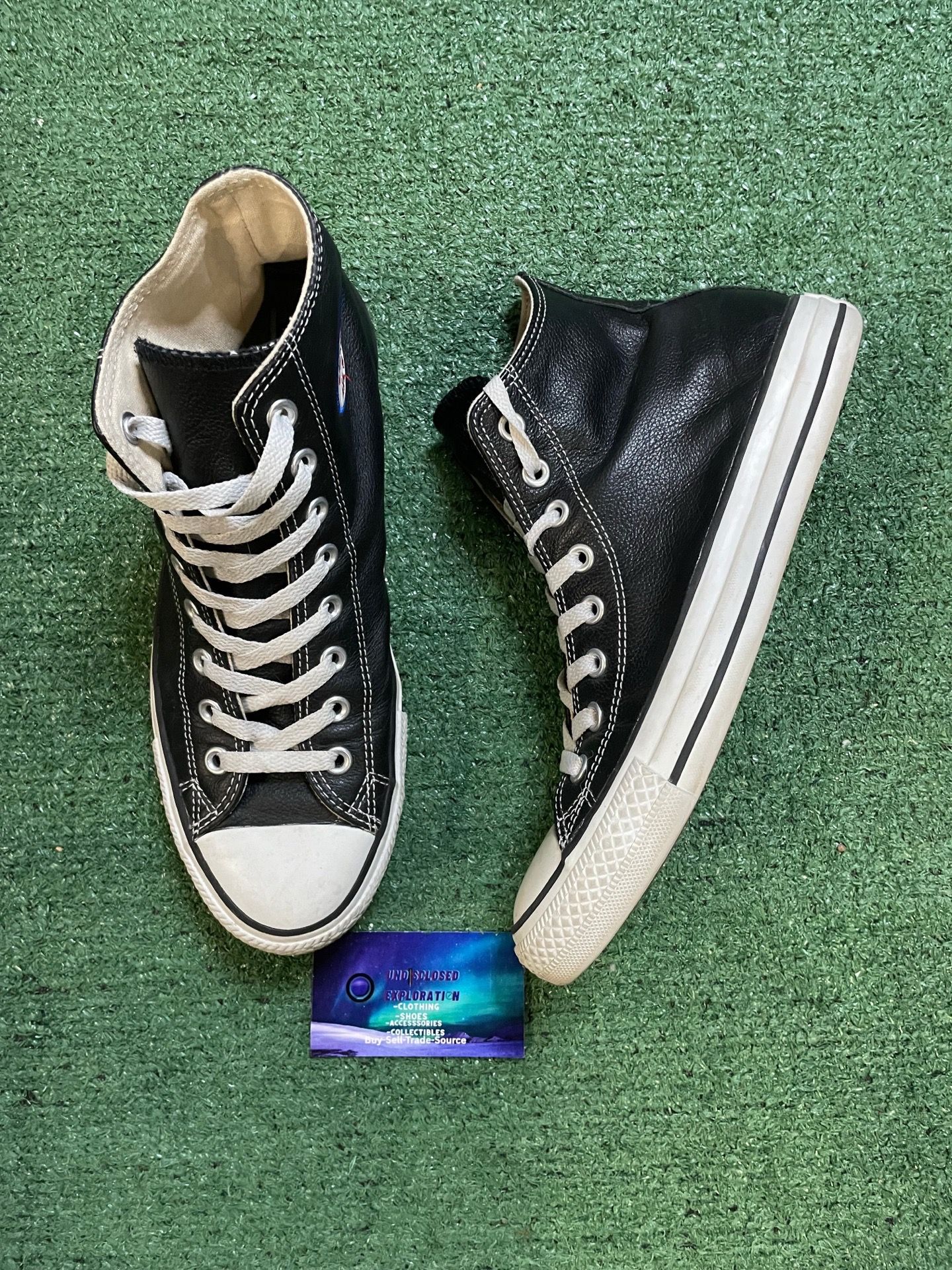Converse black leather high size 7.5men/9women