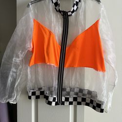 Retro 90s Neon Checker Sheer Jacket