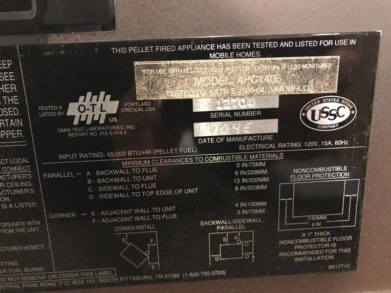 pellet stove ashley apc 1406 like new for Sale in BRODHEADSVLLE, PA -  OfferUp