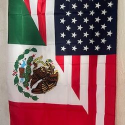 Half Mexican Half USA Flag
