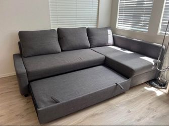 Gray L-Shape Sleeper Sofa (Interior Storage/Reversible Chaise)
