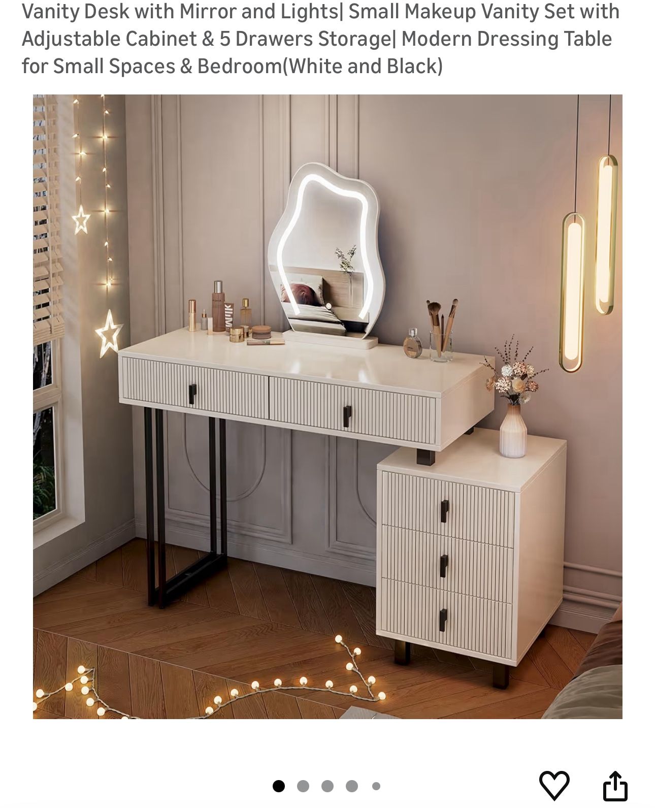 White Large Vanity Desk 