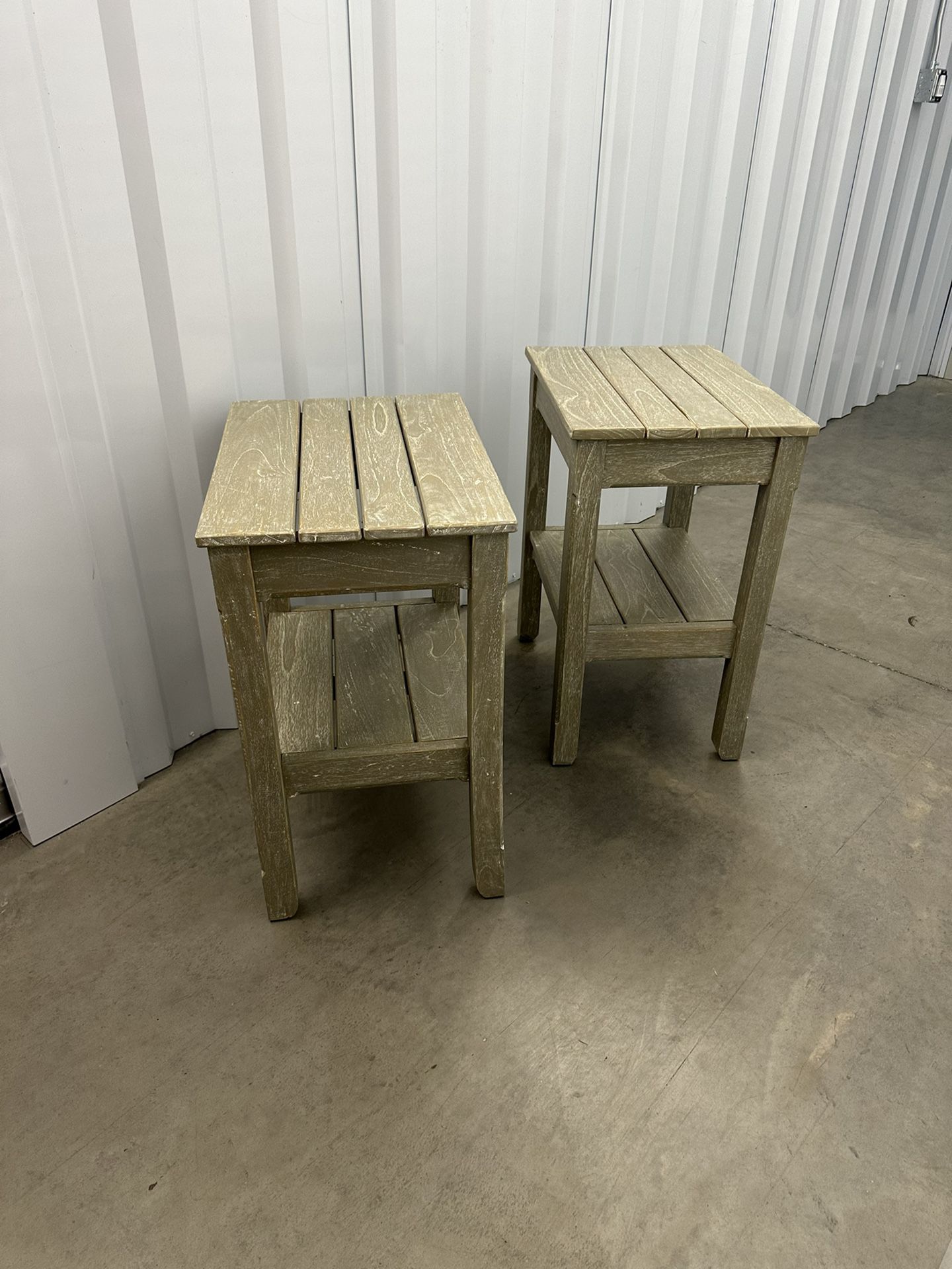 Light Brown Wooden End Tables (Set of 2)