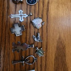 10 Silver Charms/Pendants Marked .925/Sterling