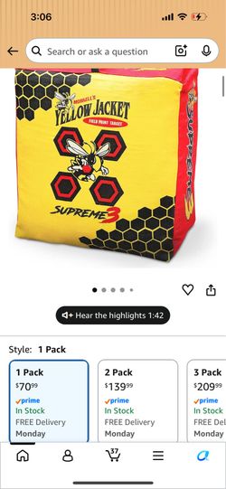 Morrell Yellow Jacket Supreme 3 Archery Target, 23" x 12" - Weatherproof, 54 Layers, Dual-Side Shooting Target Bag for Backyard Compound Bow Practice