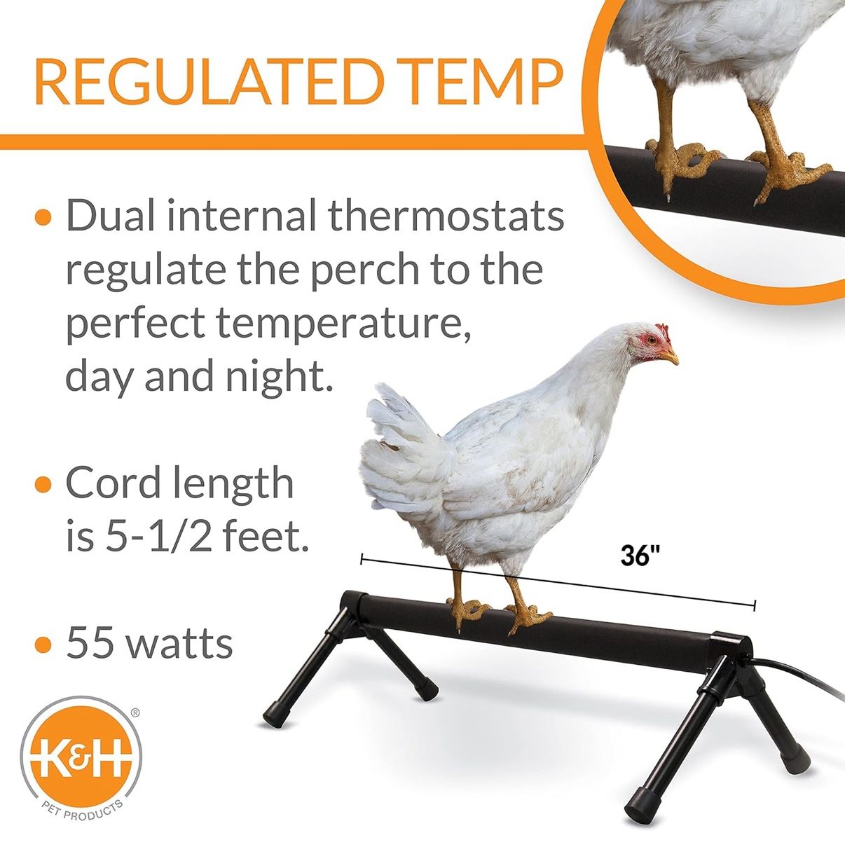 K&H Perch Warming Chicken Heater for Coops