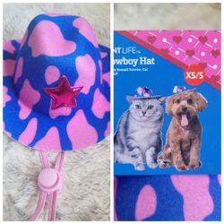 XS/S Dog Cat Pet Western Cowboy Cowgirl hat pink & blue Vibrant Life