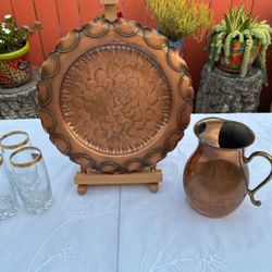 Vintage Gregorian Copper Hammered Plate Or Wall Plaque