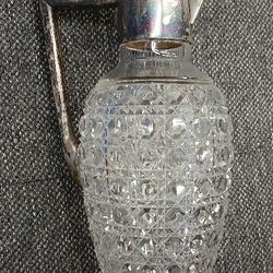 Victorian Brilliant Cut Glass Silver German Wine Claret Decanter Jug Fine Antique Crystal