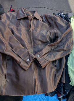 Brown Leather Zip-Up Jacket