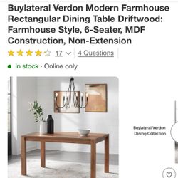 New! Buylateral Verdon Modern Farmhouse Rectangular Dining Table Driftwood: Farmhouse Style, seats 6