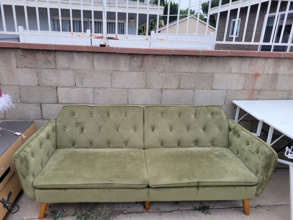 Green Velvet Futon Couch