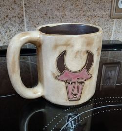 Large Taurus The Bull Zodiac Coffee ~ Tea Cup Mug Handcrafted Signed by Mara Mexico