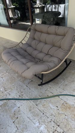 Patio Lounge Rocking Chair + Ottoman Set