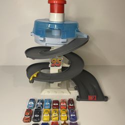 Disney Pixar cars mini racers diecast bundle with race track