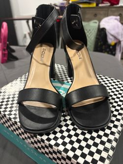 Soda Black Platform Heeled Sandals