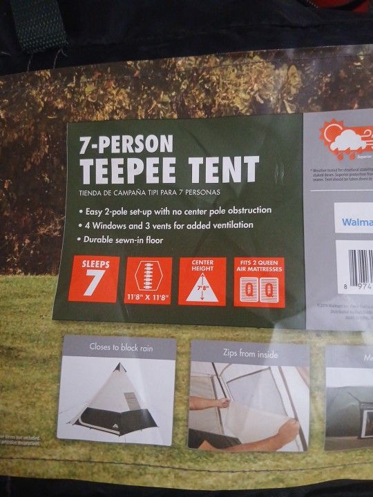 TeePee Tent,sleeps 7,fits 2 Queen Airbeds,brand New