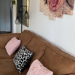 Brown Faux Leather Couch & Loveseat 