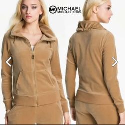 NEW Michael Kors Women's DARK CAMEL Velour Track Jacket SIZE 3XL RETAILS $89.50