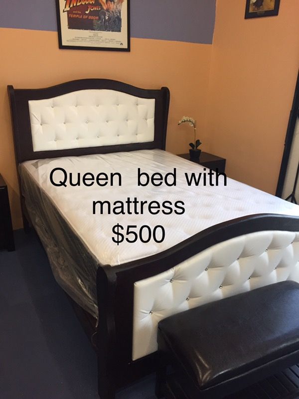 Queen bed with mattress $500