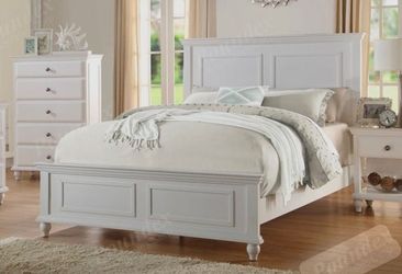 White Wood Panel Bed Frame