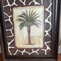 Framed Palm Tree Giraffe print Wall Art Decor 