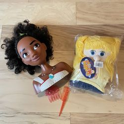 Moana Head Puppet Braid Hair Kids Dolls NWOT