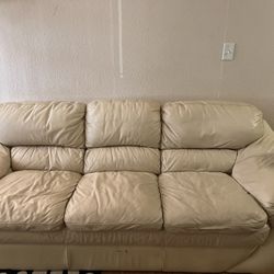 Cream Leather Sofa