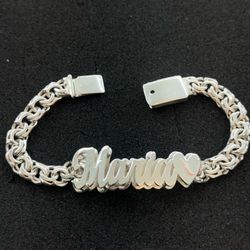 Silver Name with Chino link bracelet
