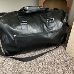 Real Black Leather Calvin Klein Overnight Bag Excellent Condition 