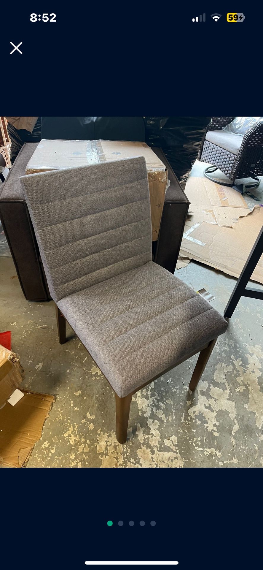 Dakota Natural & White Solid Back Upholstered Dining Chair