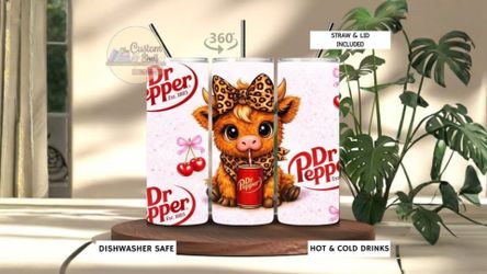 Dr Pepper Cow 20 Oz Stainless Steel Tumbler (READ DESCRIPTION)