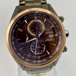 Citizen Radio Control Sport Luxury Men's Watch AT8267-51X Perpetual Chronograph Red Dial Item No. AT8267-51X Pre-owned. Watch shows normal wear consis