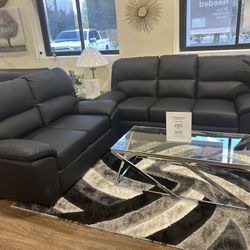2 piece sofa set in black
