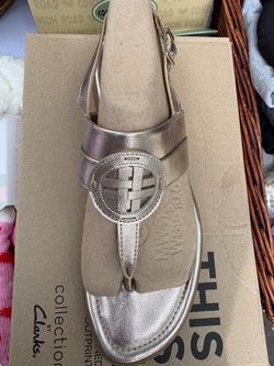 Clarks Collection Metallic T-Strap Sandal