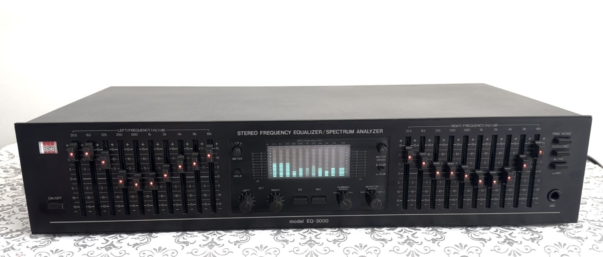 BSR EQ-3000 Stereo Frequency Graphic Equalizer Spectrum Analyzer - Black