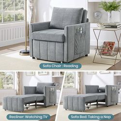 NEW GDFStudio Frank 31.5" Upholstered Convertible Sleeper Sofa with Adjustable Backrest