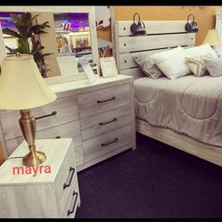 Cambeck Whitewash Panel Bedroom Set// DRESSER,mirror, Night Stand, Bed/ Mattress Sold Separately 