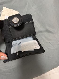 Black Faux Leather Wallet with Snap Closure