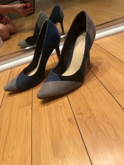 Size 7.5 Women’s Heels Pumps Stilletos Michael Kors Suede Leather Blue patchwork navy grey black pointed toes