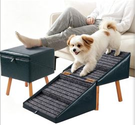 Foldable Dog Ramp for Couch Ottoman Artificial Leather Dog Stairs
17.13" H 4-Step Wooden Pet Stairs with Non-slip Support for Puppy Senior Injured Dog