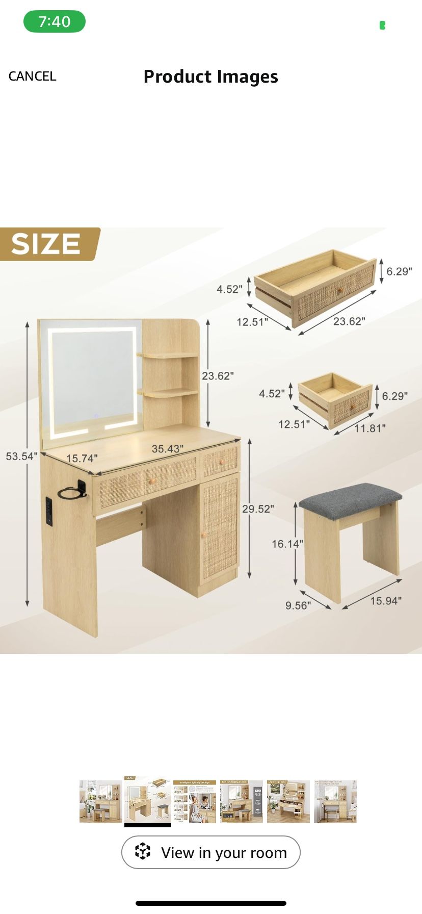Brand New Vanity Desk with Lighted Mirror (One Panel Cracked
