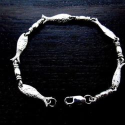 8" ACTS Bracelet Fishers Of Men Sterling Silver LARGE LINK New Style