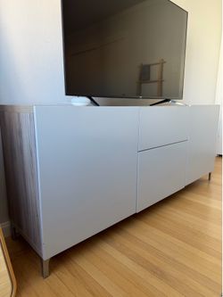 Ikea BESTA light gray and Wood Console
