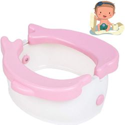 New! Travel Potty, Portable Potty Seat for Toddler and Kids, Foldable Training Toilet Dolphin Chair with Drawstring Storage Bag and Disposable Liners