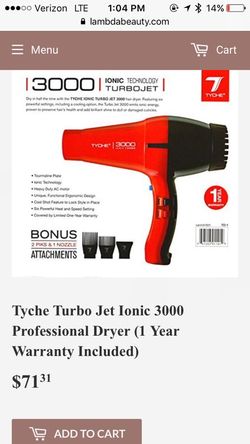 Brand new open box Tyche 3000 Ionic Turbo Hair Dryer