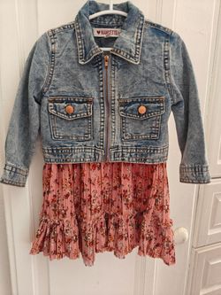 Floral dress and denim jacket set - size 24 months