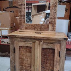 BRWH-B0F8BYN1JL   Bathroom Furniture Set Various Natural Wood Shades Solid Mango Wood